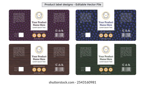 Product label design template hand drawn pattern texture cosmetic labels editable vector file for printing supplement packaging design food packaging jar labels pills bottle label design illustration