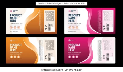 Produkt-Label-Design-Vorlage, Pastell-Farbetiketten editierbare Vektorgrafik-Datei für den Druck, Kosmetikverpackungsdesign, Pharmapackung, Gefäßetiketten, Lebensmittel-Label-Design-Set-Illustration