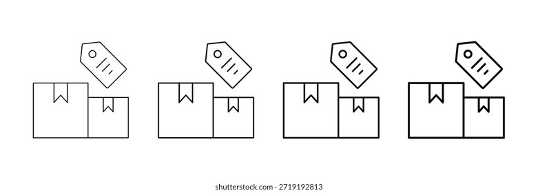 Conjunto de Vector de iconos de etiqueta de Producto en estilo de línea de trazo diferente