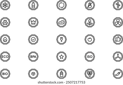 Product labels icons collection is a vector illustration with editable stroke.
