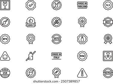 Product labels icons collection is a vector illustration with editable stroke.
