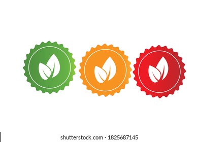 product labels  with three colors namely green,orange, and red