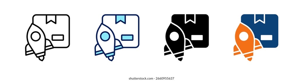 Produkteinführung alles in einem Symbol Multi Styles Vektor Set