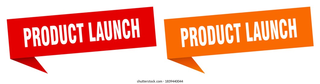 product launch banner sign. product launch speech bubble label set