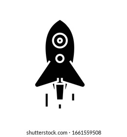 Product launch black icon, concept illustration, vector flat symbol, glyph sign.