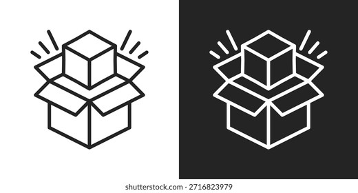 Icono De Lanzamiento De Producto En Estilo De Línea En Blanco Y Negro