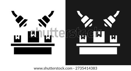 Product Launch Icon In Black And White Glyph Style