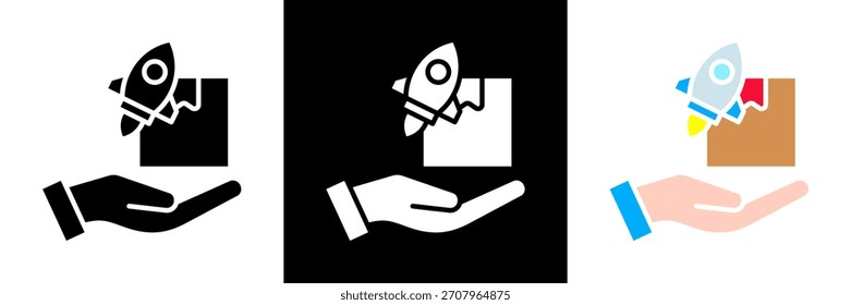 Producto Icono de lanzamiento de un Vector de estilo glifo