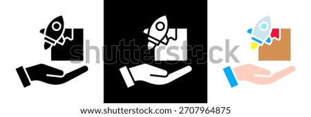 Product Launch icon of a glyph style vector
