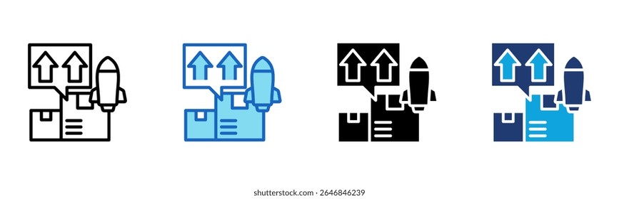 Ícone de lançamento do produto Ilustração de vetor de vários estilos