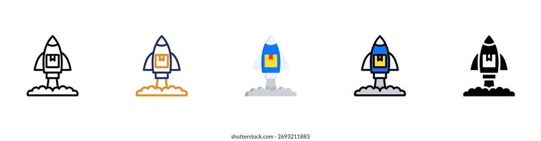 Ícone de lançamento do produto Ilustração de vetor de vários estilos