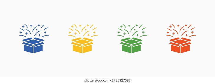 Icono de lanzamiento de Producto Set Color Múltiple Estilo Elemento de Colección Para El Diseño