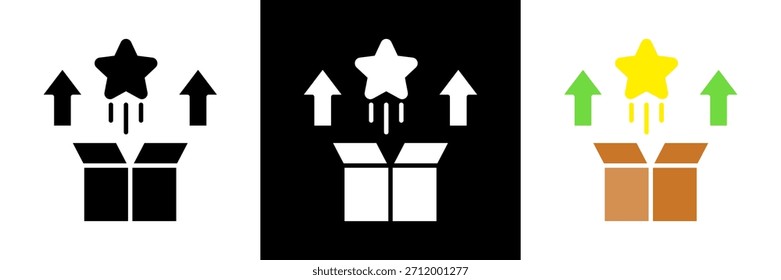 Ilustração do vetor de Glifos do Conjunto de Ícones de Lançamento de Produtos