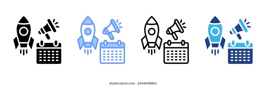 Product Launch icon sheet multiple style collection