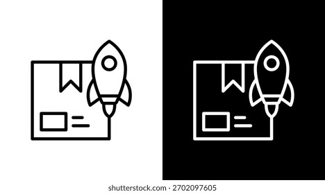 Diseño de conjunto de iconos blancos de lanzamiento de Producto