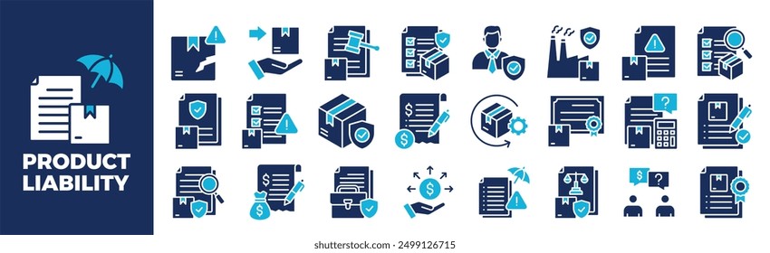 Product Liability Icon Set For Design Elements, protection, liability, legal, safety, law	