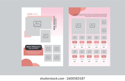 Product Line Sheet Template, Wholesale Template, Product Catalog Design Layout with 2 page