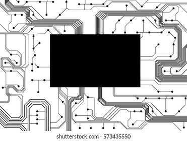 Product line stylization chip contacts. Vector illustration of computer technology