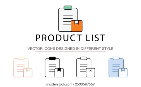 Product List icon design with white background stock illustration