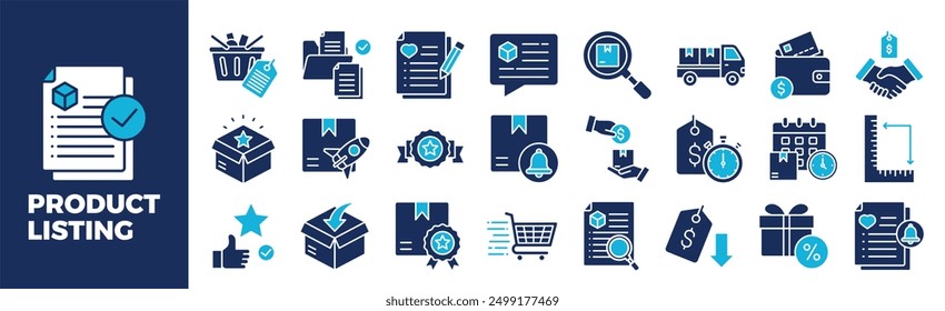 Product Listing Icon Set For Design Elements, marketing, business, product, online, list	