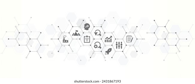 product management or product development banner with the website icons and symbol of aspects of brand strategy and marketing market research customer analysis business plan