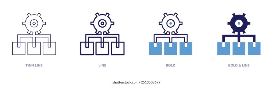 Product management icon in 4 different styles. Thin Line, Line, Bold, and Bold Line. Duotone style. Editable stroke.