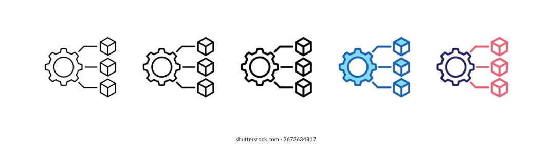 Ícone De Gerenciamento De Produto Em 5 Estilos Diferentes Conjunto Coleção.