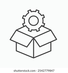 Product management icon in black and white outlined stroke