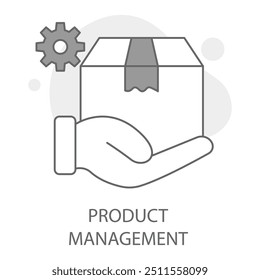 Icono de gestión de Productos con trazo editable. Desarrollo de productos, estrategia, planificación de productos, ciclo de vida, diseño, innovación.