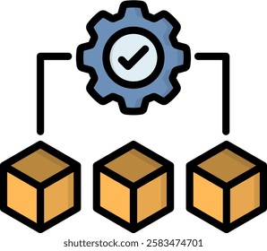 Product Management Icon Lineal Color Vector Illustration