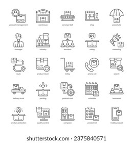 Produktmanagement-Icon-Paket für Ihr Website-Design, Ihr Logo, Ihre App und Ihre Benutzeroberfläche. Produktmanagement-Symbol, Rahmendesign. Vektorgrafik-Illustration und bearbeitbarer Strich.