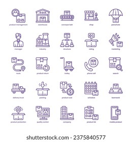 Product Management icon pack for your website design, logo, app, and user interface. Product Management icon basic line gradient design. Vector graphics illustration and editable stroke.