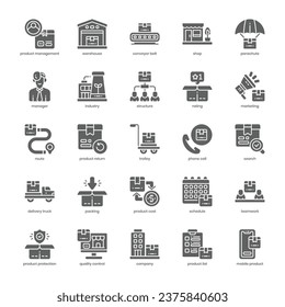 Product Management icon pack for your website design, logo, app, and user interface. Product Management icon glyph design. Vector graphics illustration and editable stroke.
