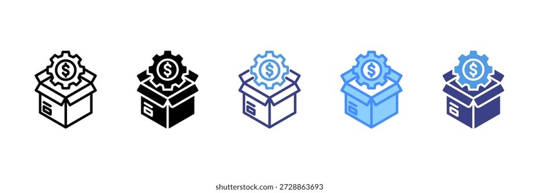 Conjunto de iconos de administración de Productos Colección de estilos múltiples