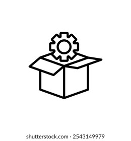 Conjunto de iconos de gestión de Productos. Versiones rellenadas y contorneadas.