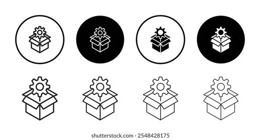 Conjunto de ilustración de línea delgada de icono de administración de Producto