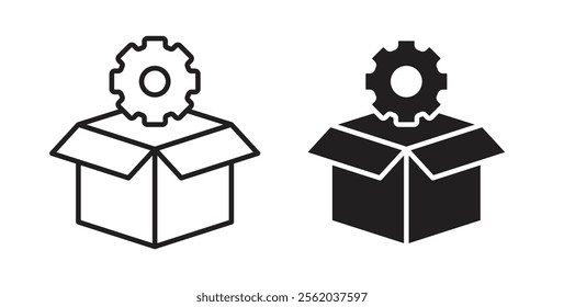 Product management icons in flat and line style set.
