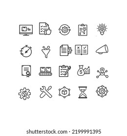 Product management line art icon vector set. Simple line icon set. 