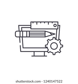 Product management line icon concept. Product management vector linear illustration, symbol, sign