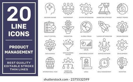 Product Management Related Vector Line Icons. Editable Stroke. EPS 10