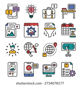 Product Management vector filled outline icon set 02