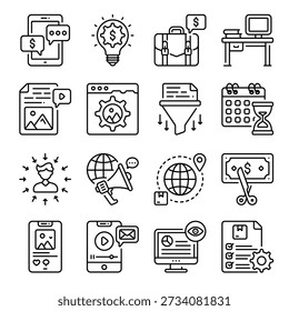 Product Management vector outline icon set 02