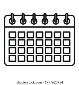 Product manager calendar icon. Outline product manager calendar vector icon for web design isolated on white background