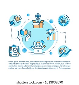 Product manager concept icon with text. Product launch process. Merchandise handler. PPT page vector template. Brochure, magazine, booklet design element with linear illustrations