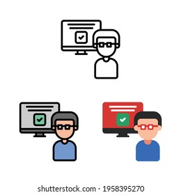 Desarrollo de TI, icono, logotipo e ilustración de Product Manager Vector
