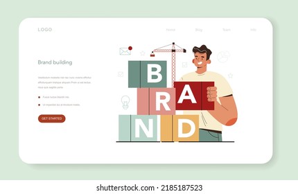 Product manager web banner or landing page. Business project development, work with prioritization and tasks. Specialist managing product creation and new brand building. Flat vector illustration