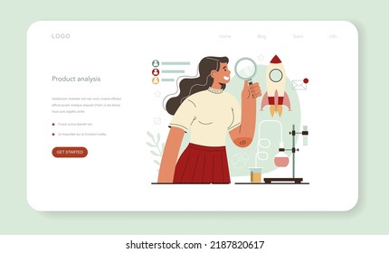 Product Manager Web Banner Or Landing Page. Business Project Development, Work With Prioritization And Tasks. Specialist Managing Product Creation And New Brand Building. Flat Vector Illustration