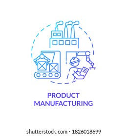 Product manufacturing blue gradient concept icon. Factory development process. Conveyor operator. Product management idea thin line illustration. Vector isolated outline RGB color drawing