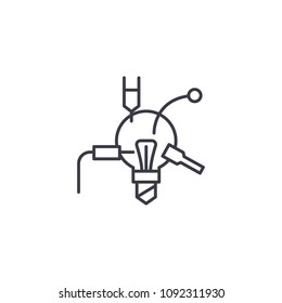 Product manufacturing linear icon concept. Product manufacturing line vector sign, symbol, illustration.