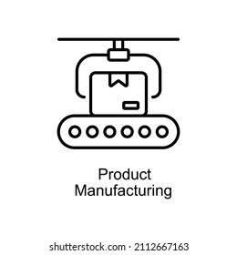 Product manufacturing vector Outline icon for web isolated on white background EPS 10 file